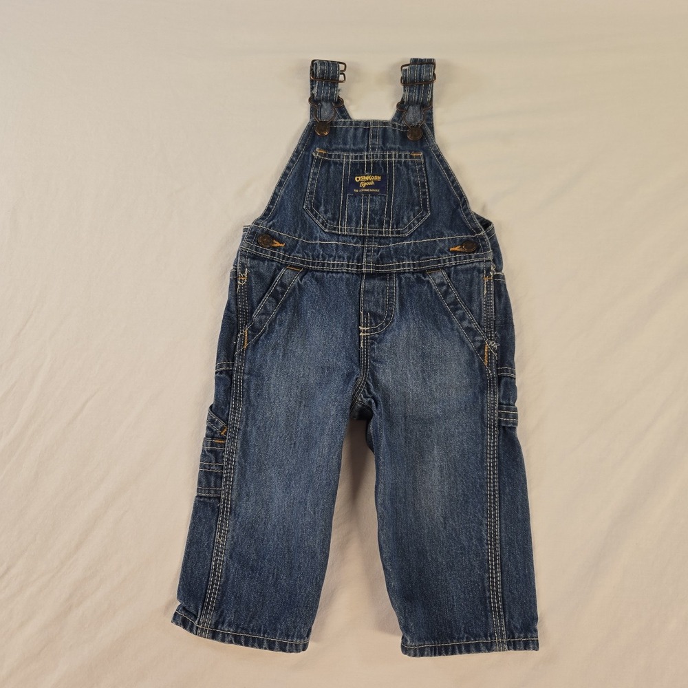 Osh Kosh B'gosh Overalls Baby Infant 9 Months Boys Denim Vestbak Vintage
